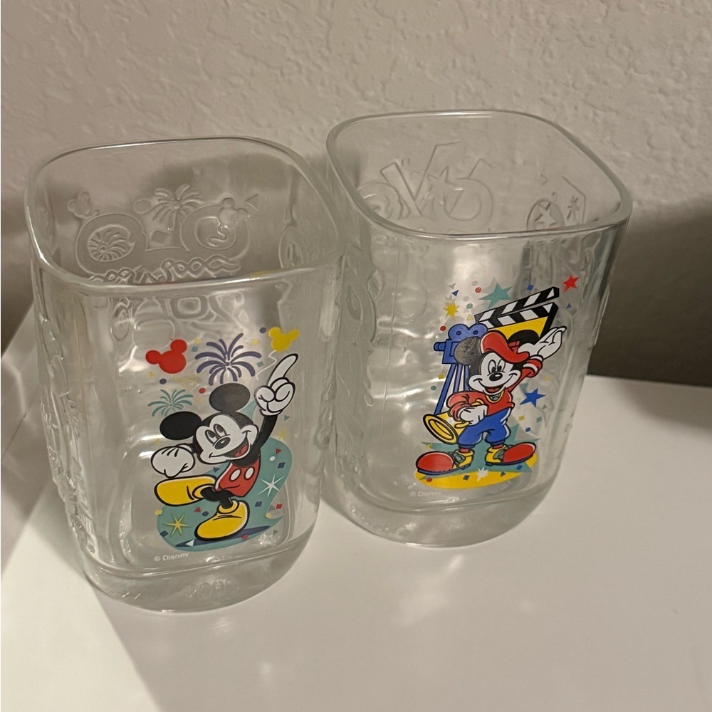 McDonalds Disney MILLENIUM Square Glasses Set of 2- Vintage 2000 Collectible!